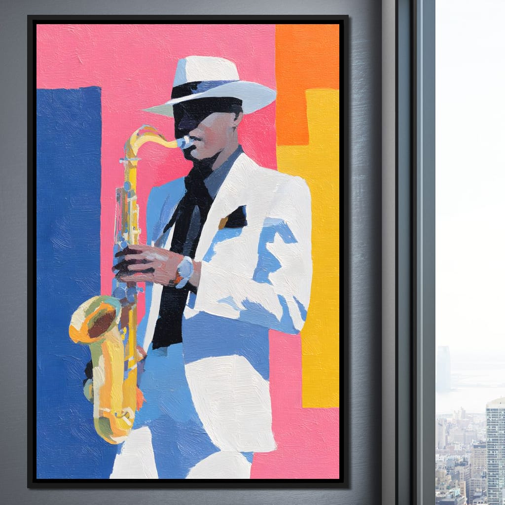 Vibrant Jazz Sax Soloist Style Canvas Wall Art