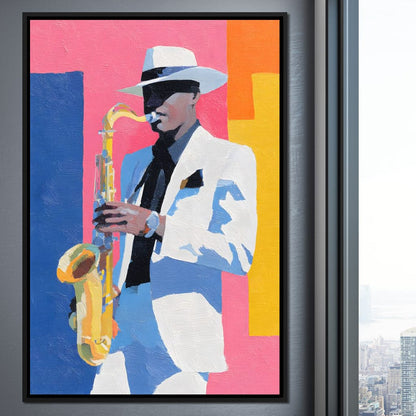 Vibrant Jazz Sax Soloist Style Canvas Wall Art