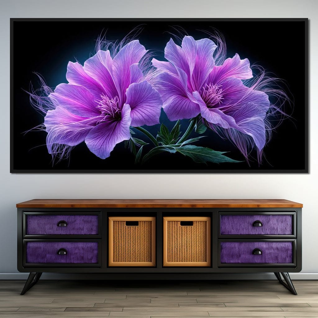 Fluffy Alien Flowers Canvas Wall Art