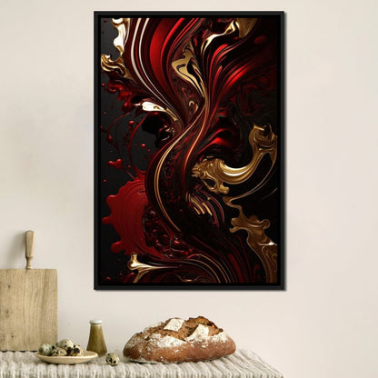 The Marble-Lux Collection: Dark Red & Vibrant Gold 09 Canvas Wall Art