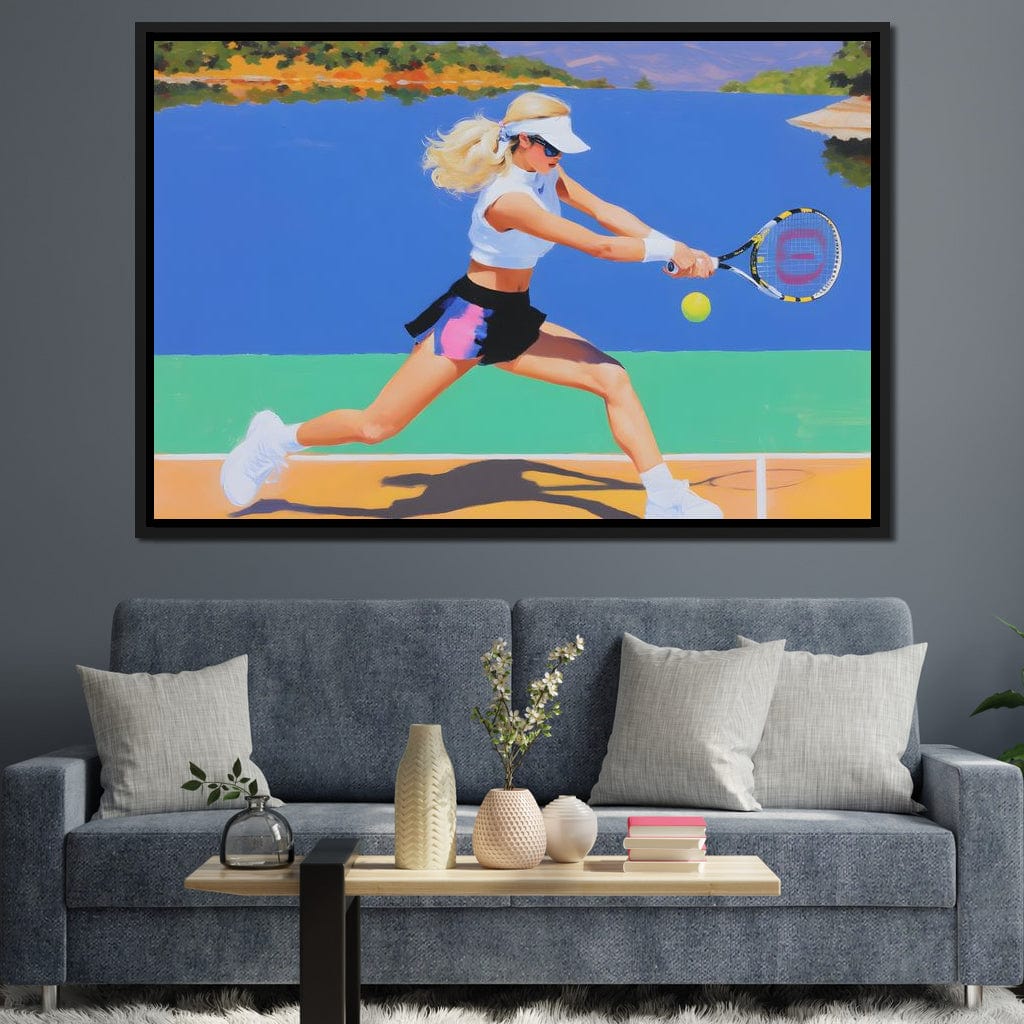 Summer Lakecourt Tennis Rally Canvas Wall Art