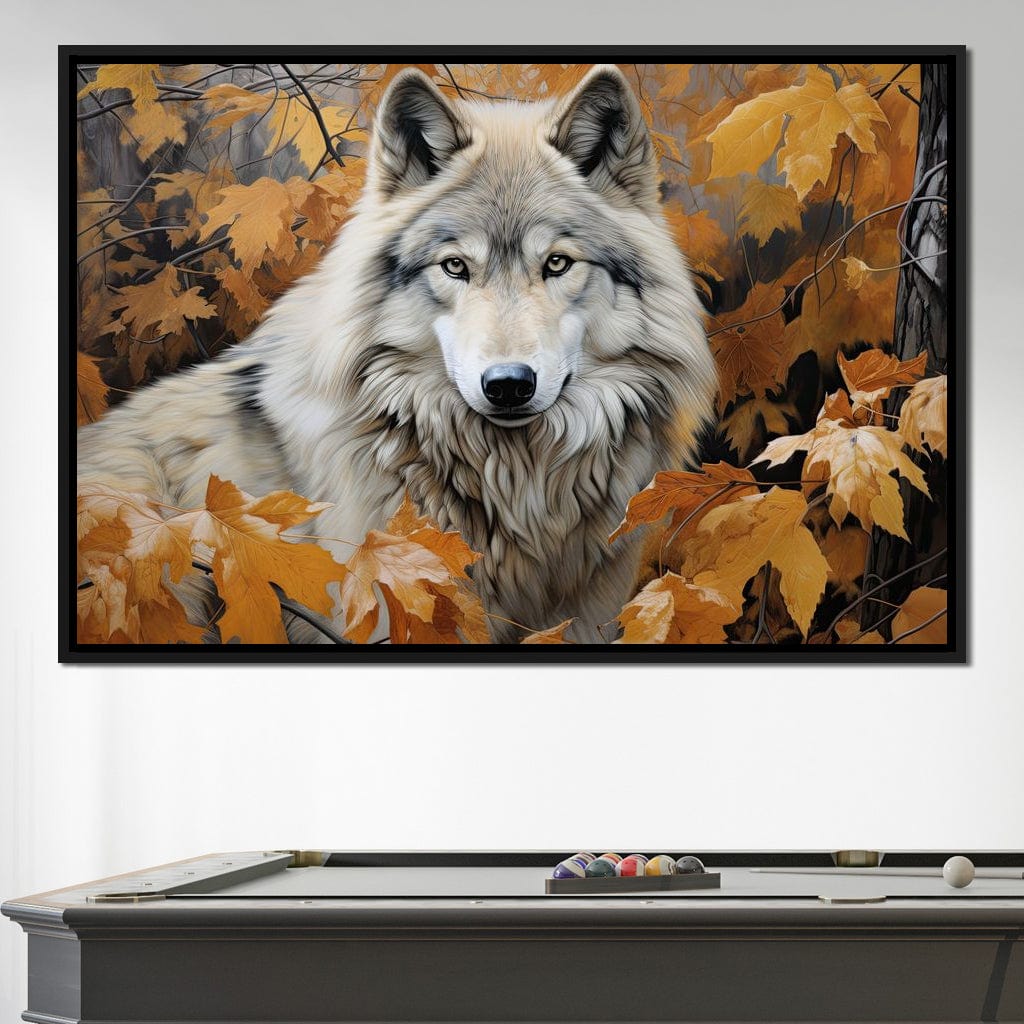 Autumnal Arctic Wolf Canvas Wall Art