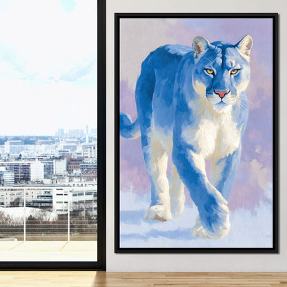 Silent Snow Puma Stroll Canvas Wall Art