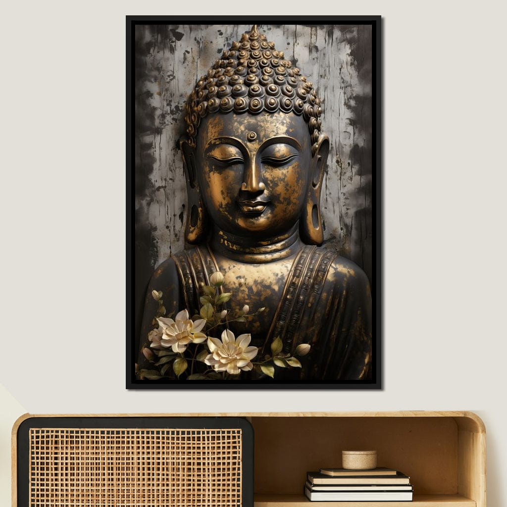 Golden Gaze of the Buddha Canvas Wall Art