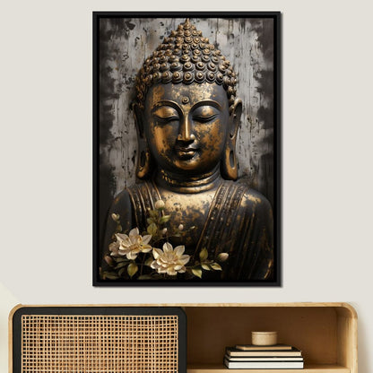 Golden Gaze of the Buddha Canvas Wall Art