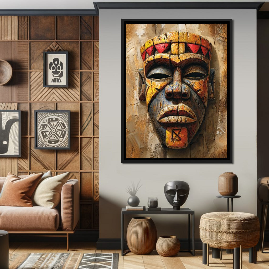 Ancient Tribal Mask Vibrance Canvas Wall Art