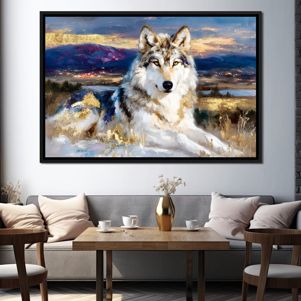 Golden Wolf Mountain Vista Canvas Wall Art