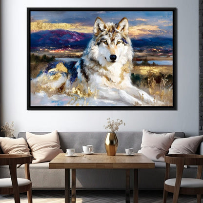 Golden Wolf Mountain Vista Canvas Wall Art