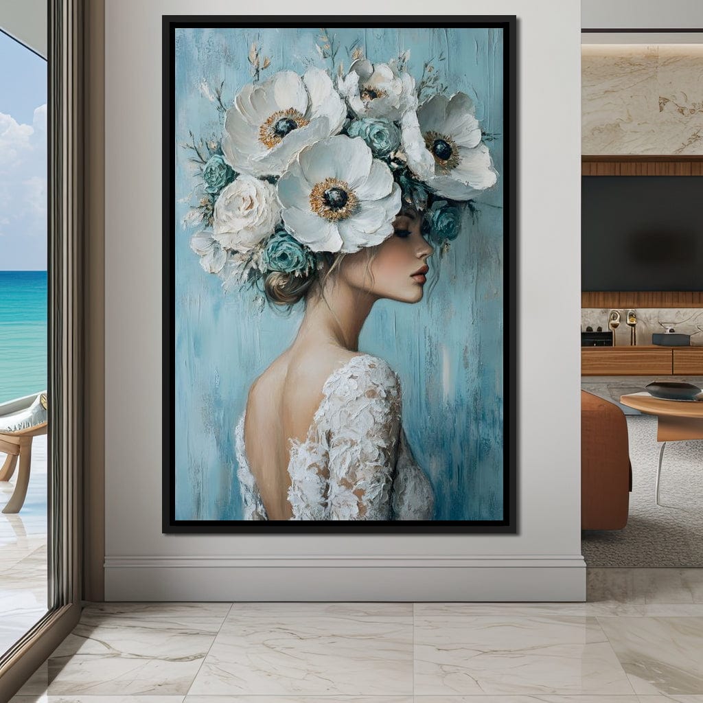 Petal Crowned Bridal Elegance Canvas Wall Art
