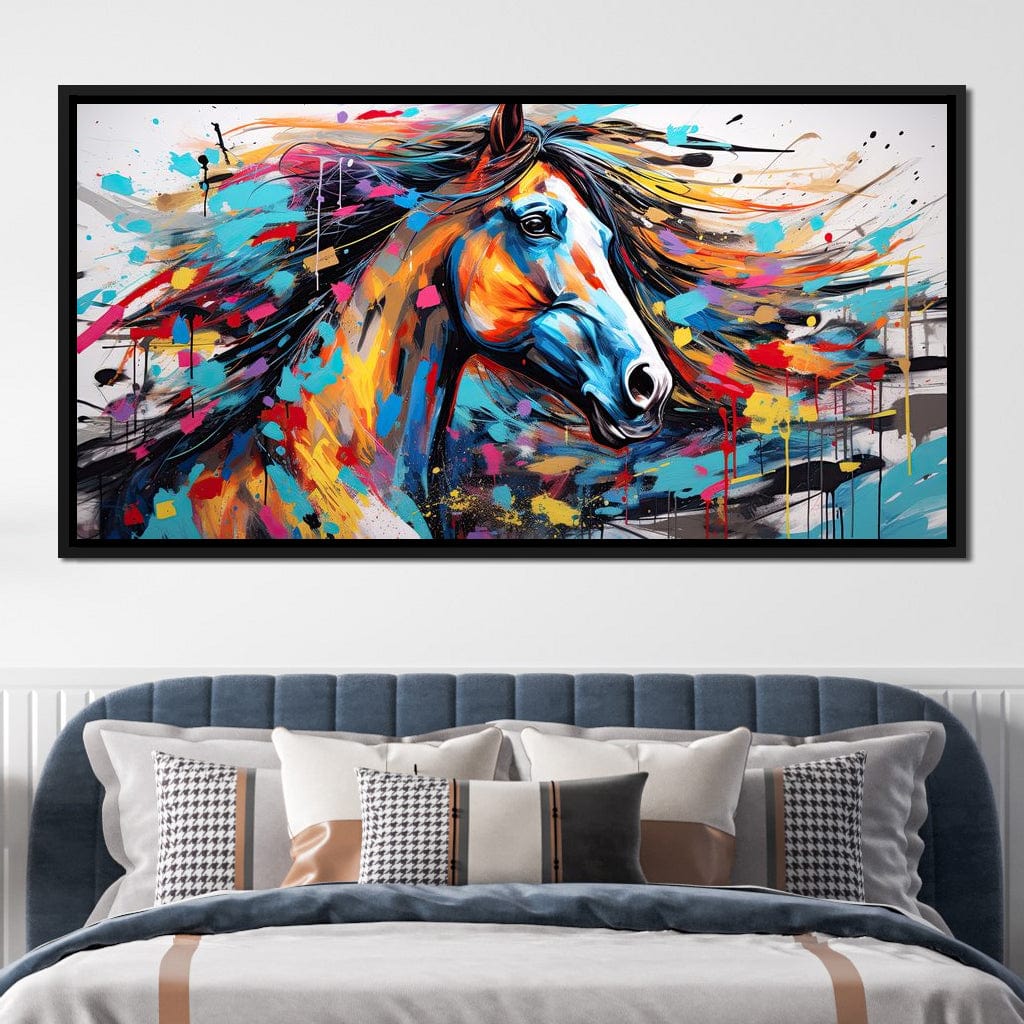 Vibrant Equine Mosaic Canvas Wall Art