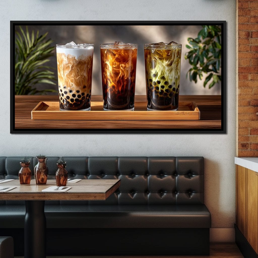 Swirling Bubble Tea Trio Canvas Wall Art