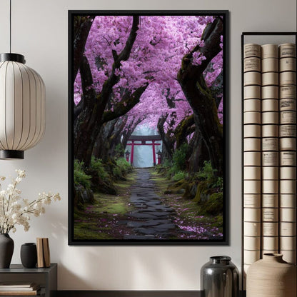 Sakura Gate Pathway Stillness Canvas Wall Art