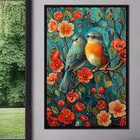 Songbirds Perched in Blooms Canvas Wall Art