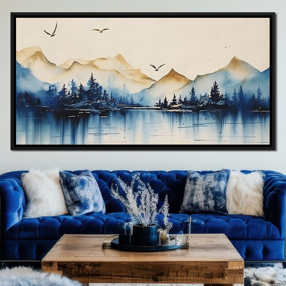 Calm Mountain Lake Sunrise Canvas Wall Art