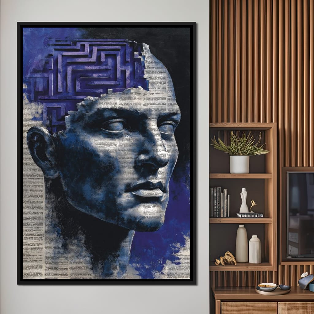Cobalt Labyrinth Mindscape Canvas Wall Art