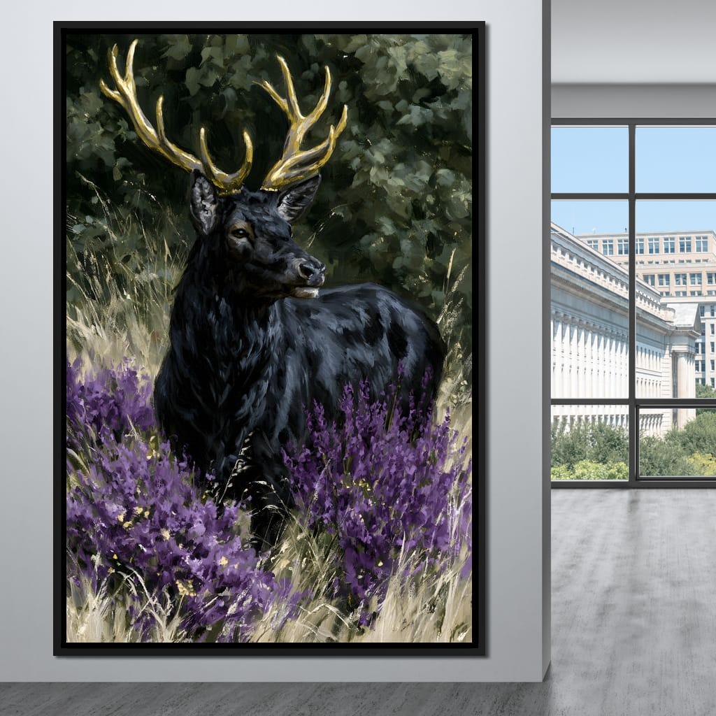 Black Deer Of Wild Fields Canvas Wall Art
