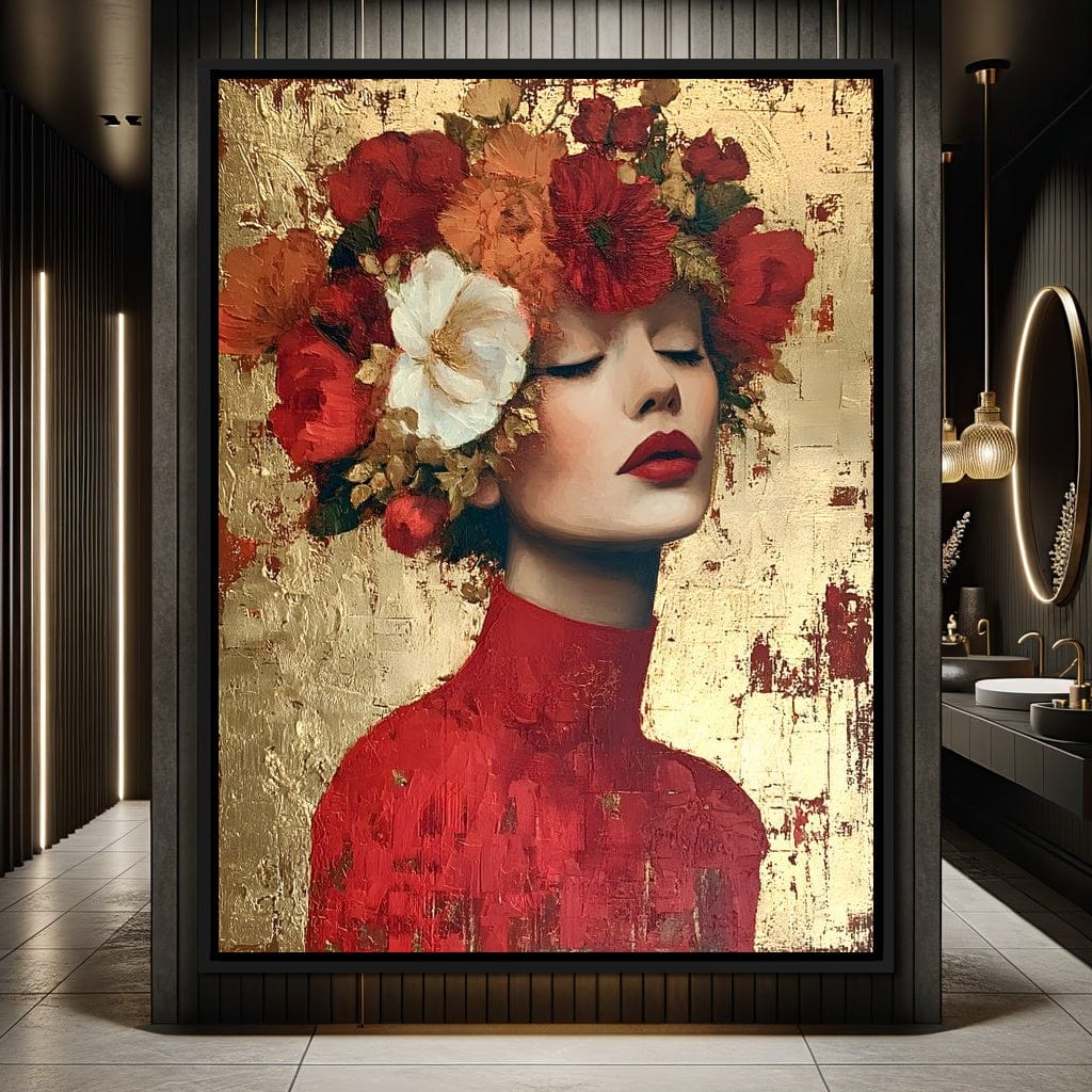Golden Petal Crowned Reverie Canvas Wall Art