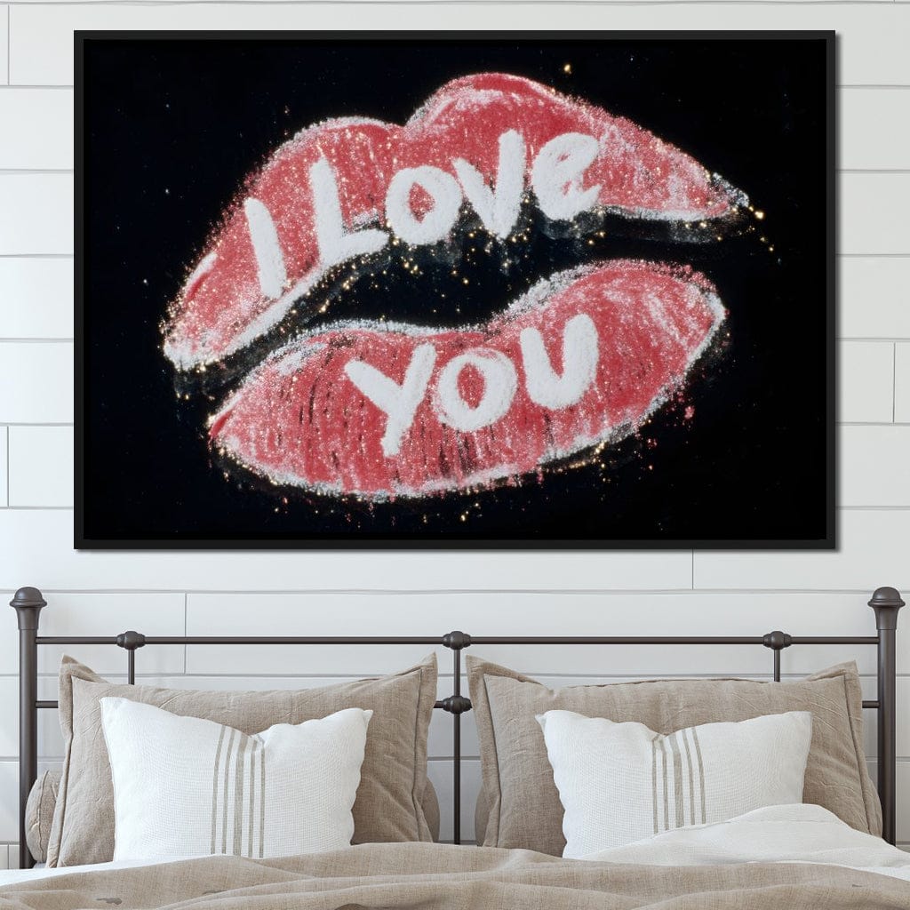 Love You Glitter Kiss Pop Canvas Wall Art
