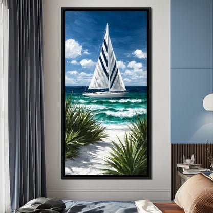 Sailing Beyond Turquoise Waves Canvas Wall Art