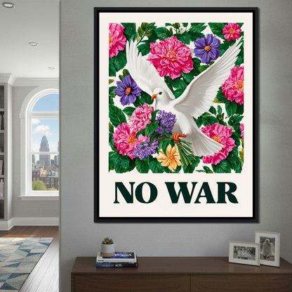 No War Dove Flower Garden Canvas Wall Art