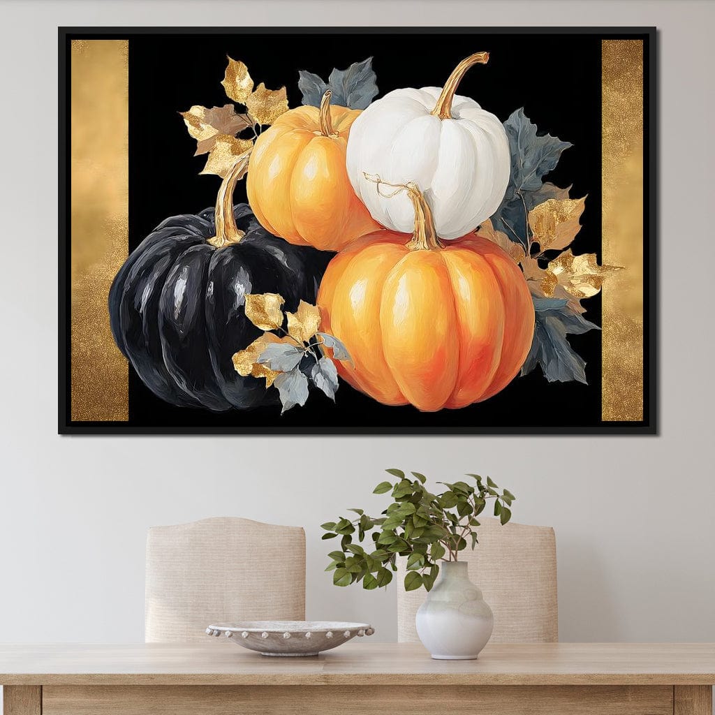 Golden Pumpkin Harvest Harmony Canvas Wall Art