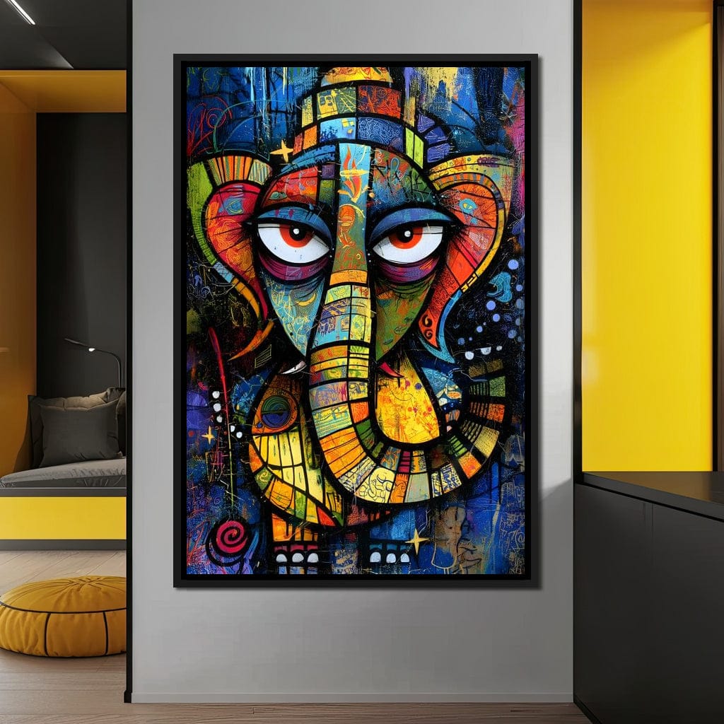 Prismatic Ganesha Portrait Canvas Wall Art