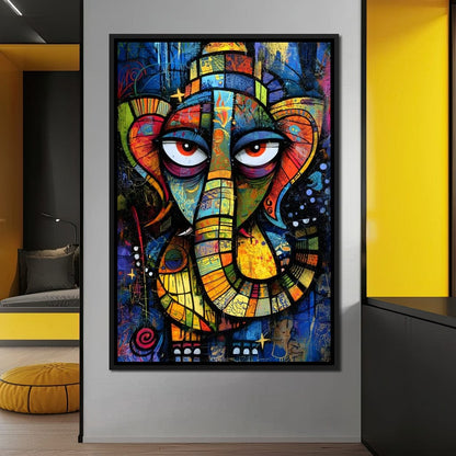 Prismatic Ganesha Portrait Canvas Wall Art