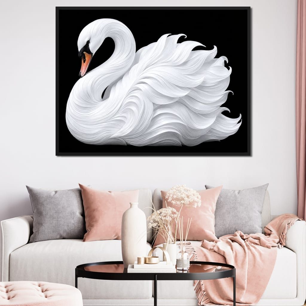 The Alabaster Swan Unfurled Canvas Wall Art