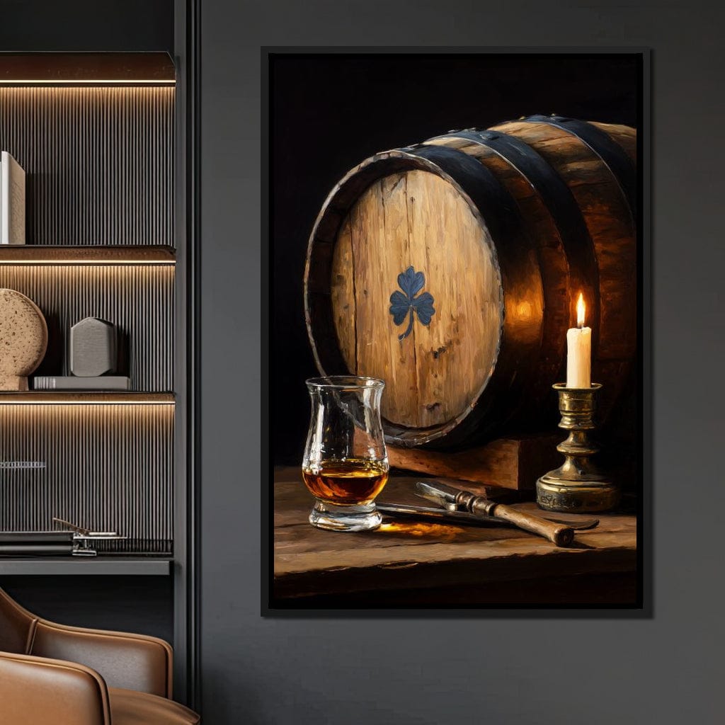 Candlelit Irish Whiskey Barrel Canvas Wall Art