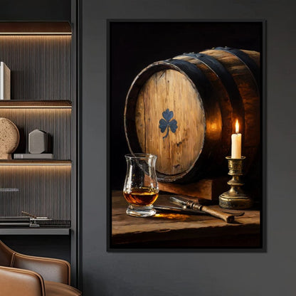 Candlelit Irish Whiskey Barrel Canvas Wall Art