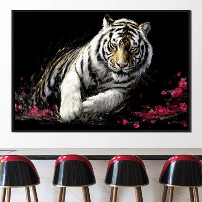 Snow Tiger Petal Shadow Canvas Wall Art