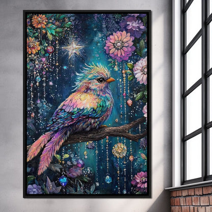 Enchanted Birdsong Night Tapestry Canvas Wall Art