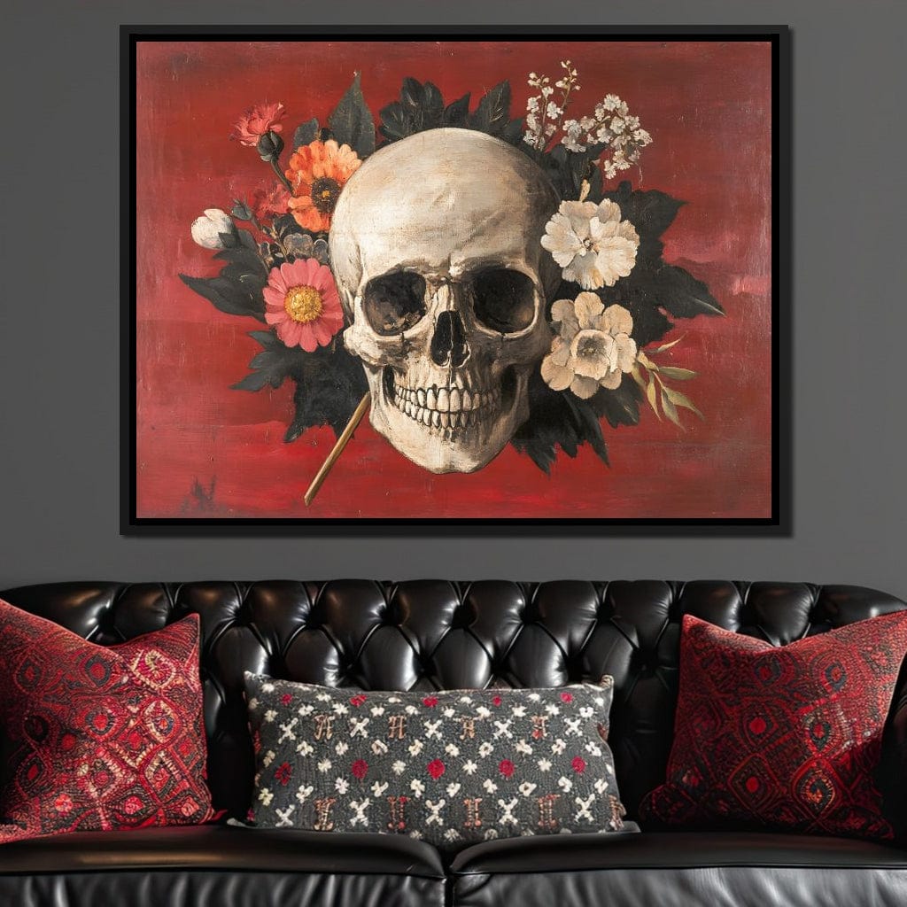 Skull and Floral Reverie Canvas Wall Art