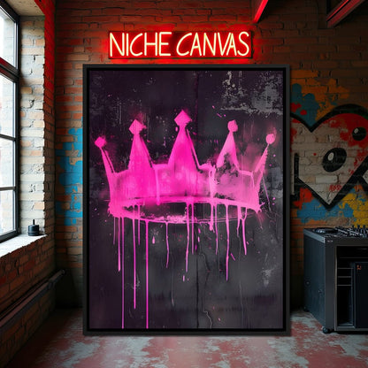 Pink Crown Graffiti Canvas Wall Art