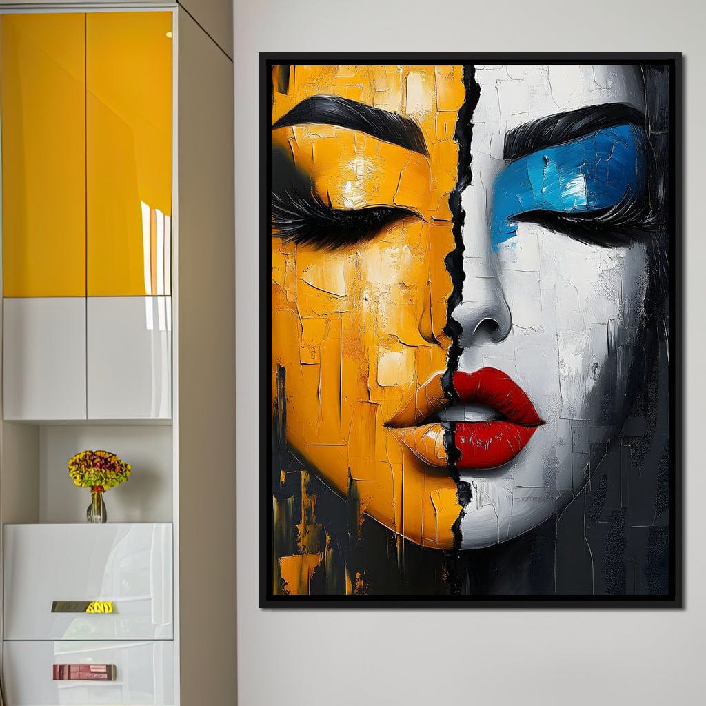 Dual Tones Modern Portrait Face Canvas Wall Art