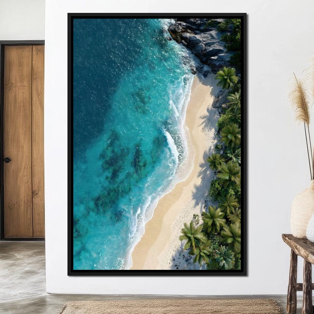 Tropical Cove Aerial Shoreline Canvas Wall Art
