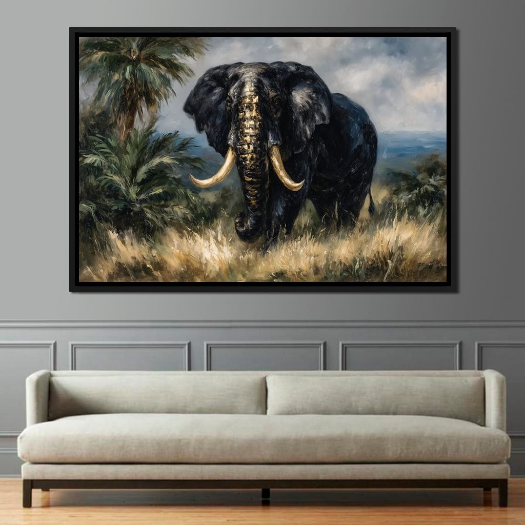 Majestic Elephant Safari Gold Canvas Wall Art