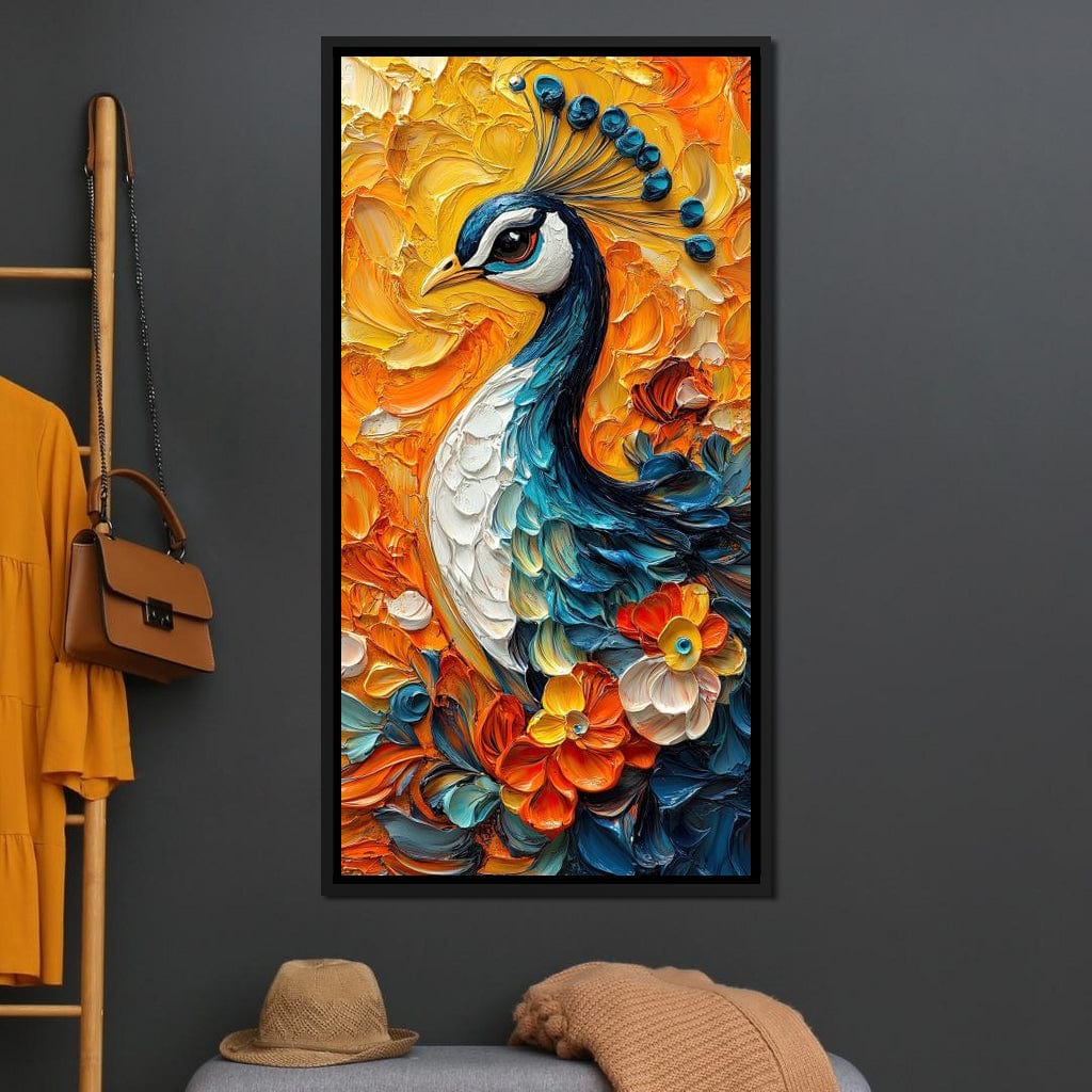 Radiant Peacock Garden Harmony Canvas Wall Art