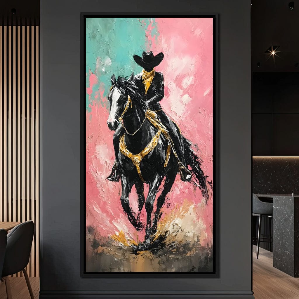Galloping Western Stallion Energy Canvas Wall Art
