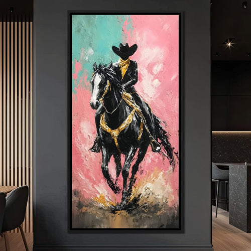 Galloping Western Stallion Energy Canvas Wall Art