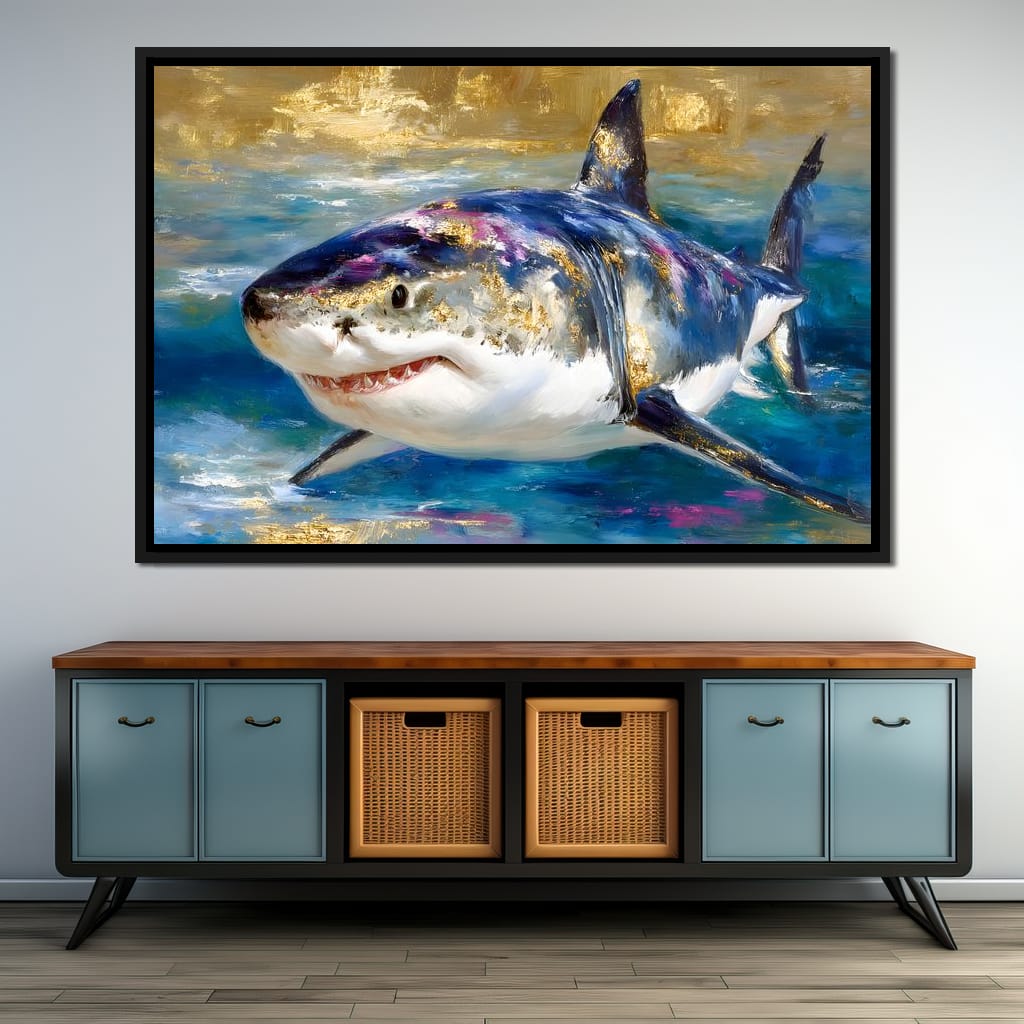 Gilded Great White Hunter Canvas Wall Art