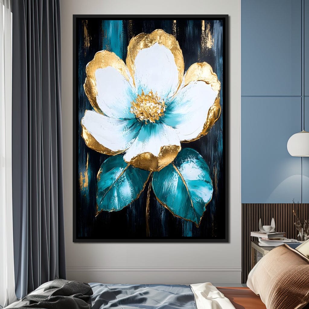 Golden Bloom Elegance Canvas Wall Art