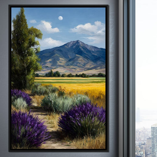 Moonlit Lavender Mountain Path Canvas Wall Art