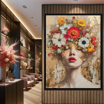 Golden Petal Dreams Canvas Wall Art
