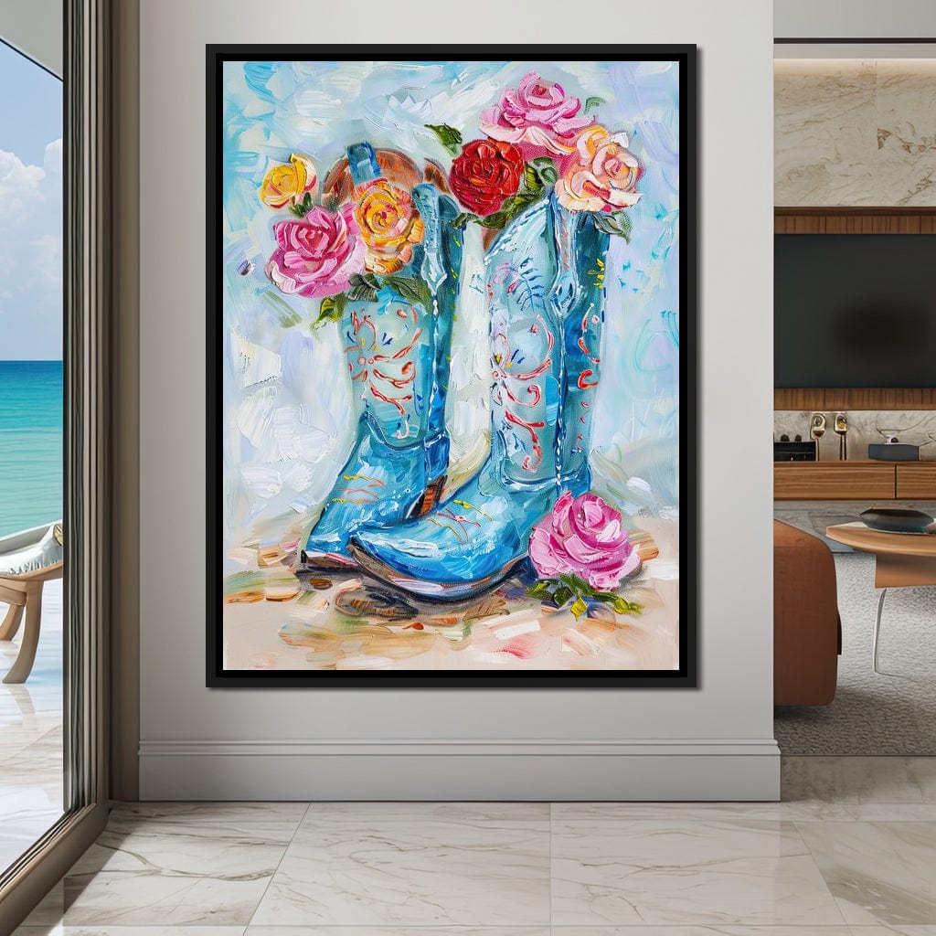 Floral Cowboy's Melodic Saga Canvas Wall Art