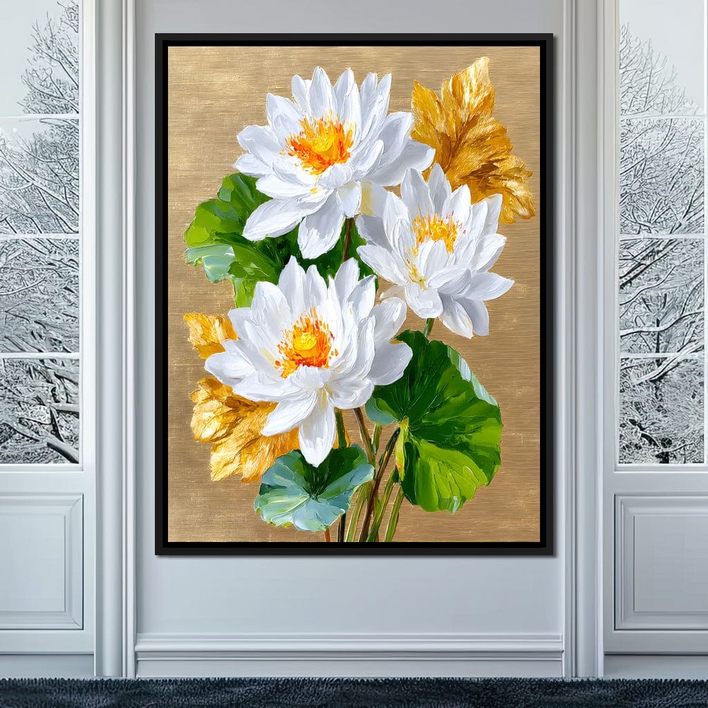 Golden Lotus Dreams Unfold Canvas Wall Art