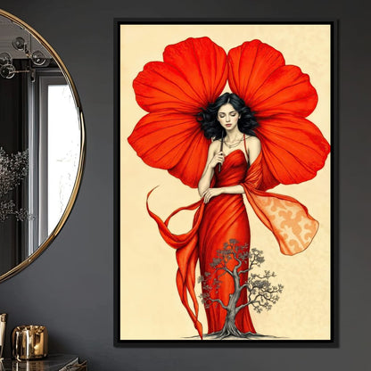 Rooted in Scarlet Canvas Wall Art