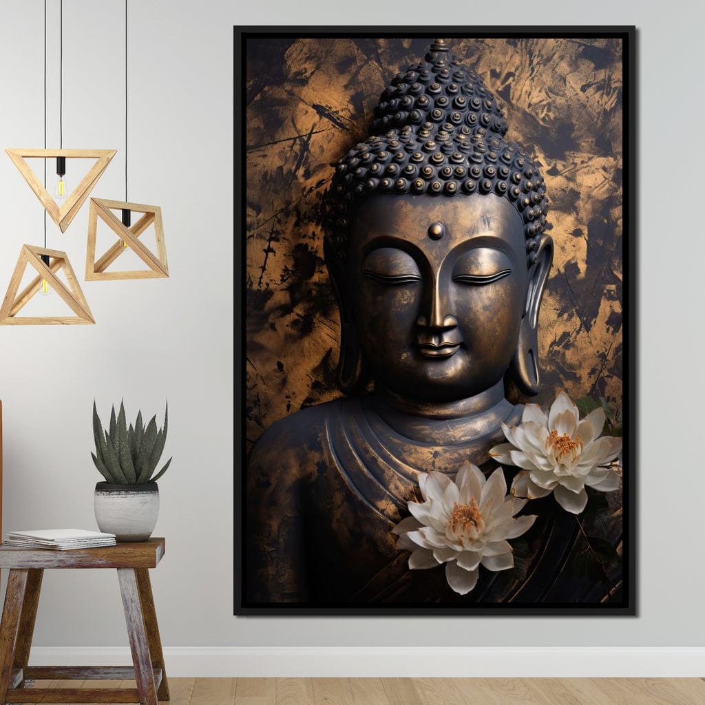 Buddha's Bronze Serenity Canvas Wall Art