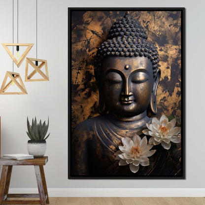 Buddha's Bronze Serenity Canvas Wall Art