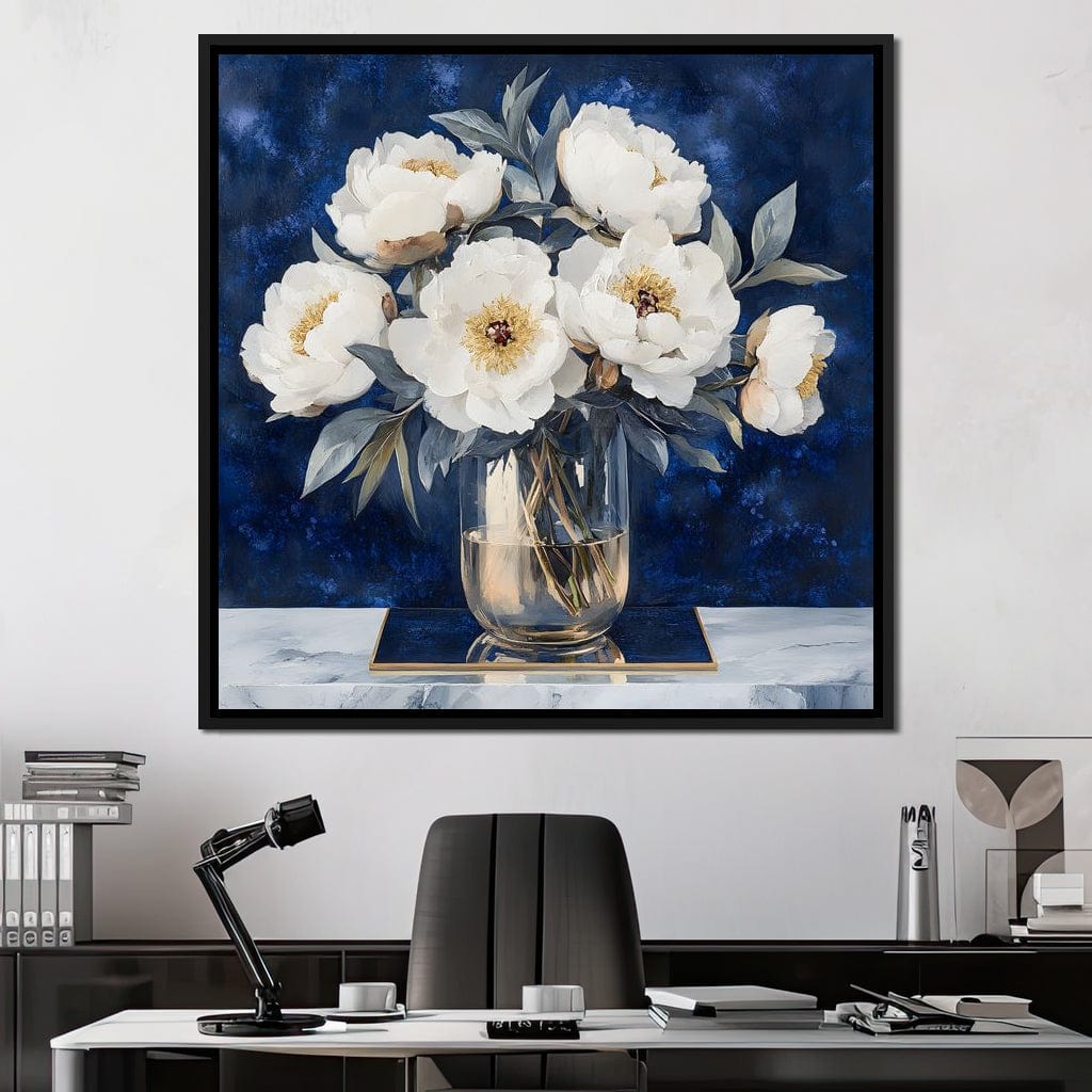 Peony Elegance Midnight Blooms Canvas Wall Art